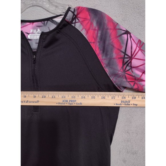 FILO Athletic Tee Women's Small Stretchy 1/4 Zip Black Red Pink Geometric Print - Picture 5 of 11